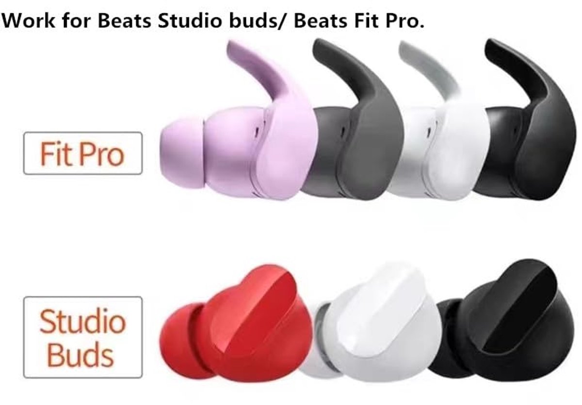 Zachte Siliconen Oortips voor Beats Studio Buds - Vervangende Oortjes - 6 Stuks
