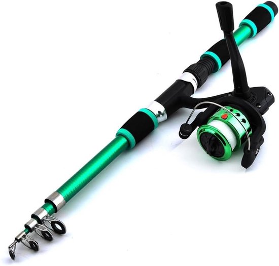 Kindervishengel - Vishengelset - 1,8 m draagbare telescopische vishengel met opbergrol en accessoires - Jeugdvishengelvisuitrusting voor kinderen, jongens, meisjes en volwassenen - Groen van Merkloos — afbeelding 4