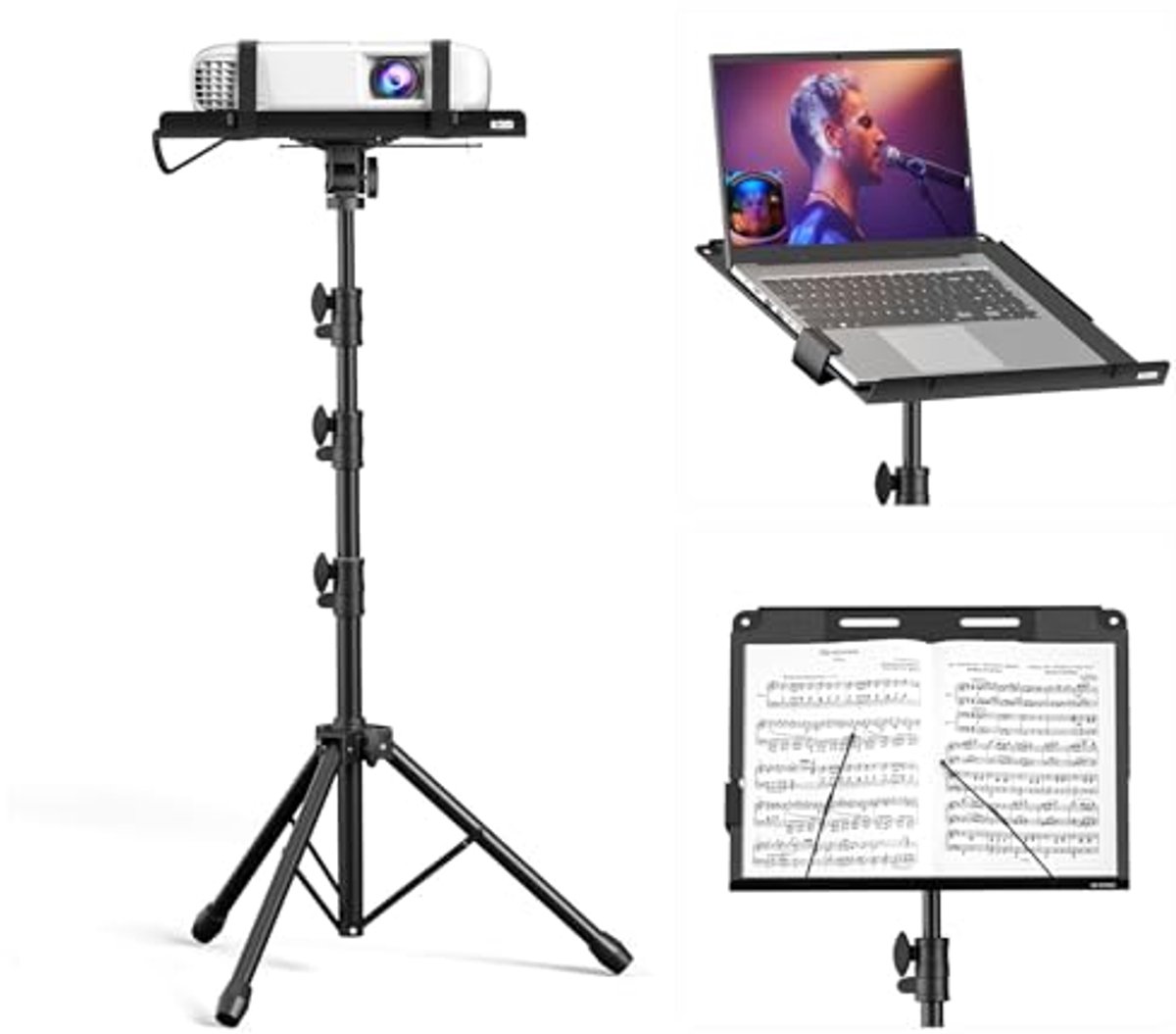 4-in-1 Verstelbare Projector- en Muziekstandaard met Vouwfunctie
