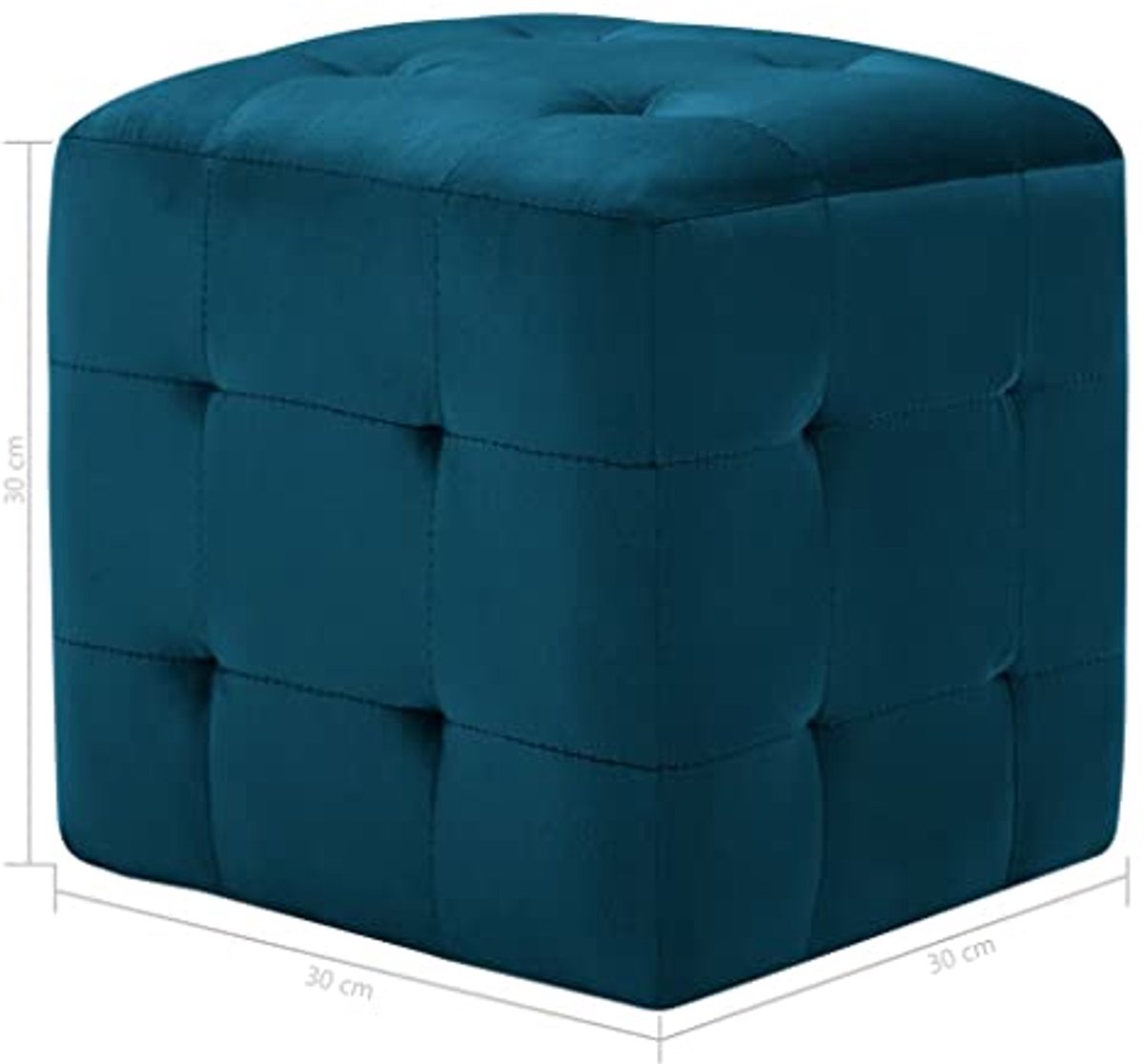 Set van 2 Fluwelen Poefs in Blauw - Comfortabele Voetenbanken voor iedere Interieurstijl