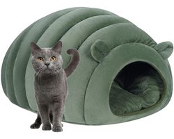 Elkuaie Warm kattenhuis-Kattenmand-Kattenhuisje-incl. kussen-Groen-40*35*35cm-Katten nest-Huisdieren - Dierenhuis