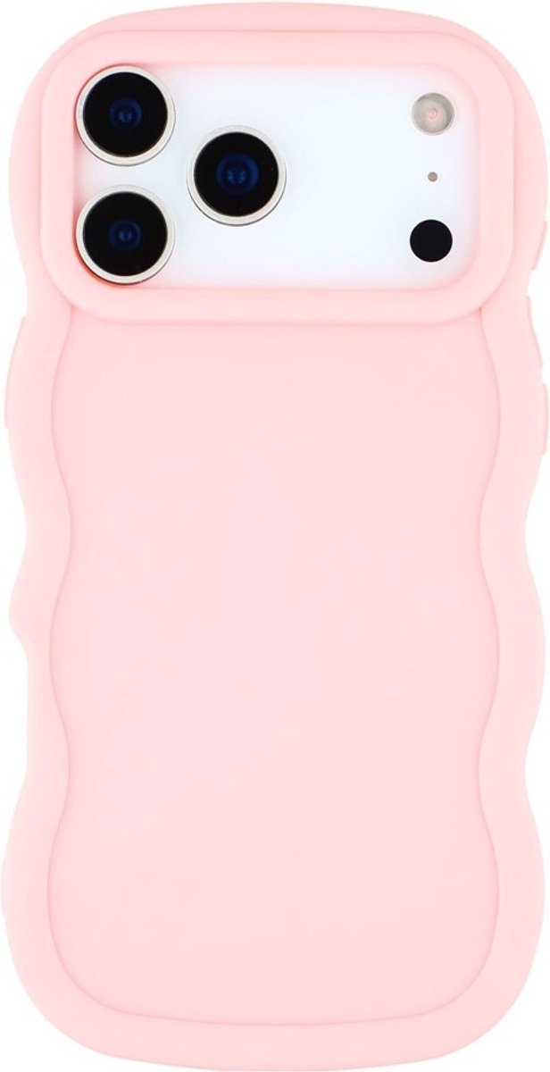 Hoesje geschikt voor Apple iPhone 17 Pro - Phonesta Wavy Silicone Back Cover - Roze