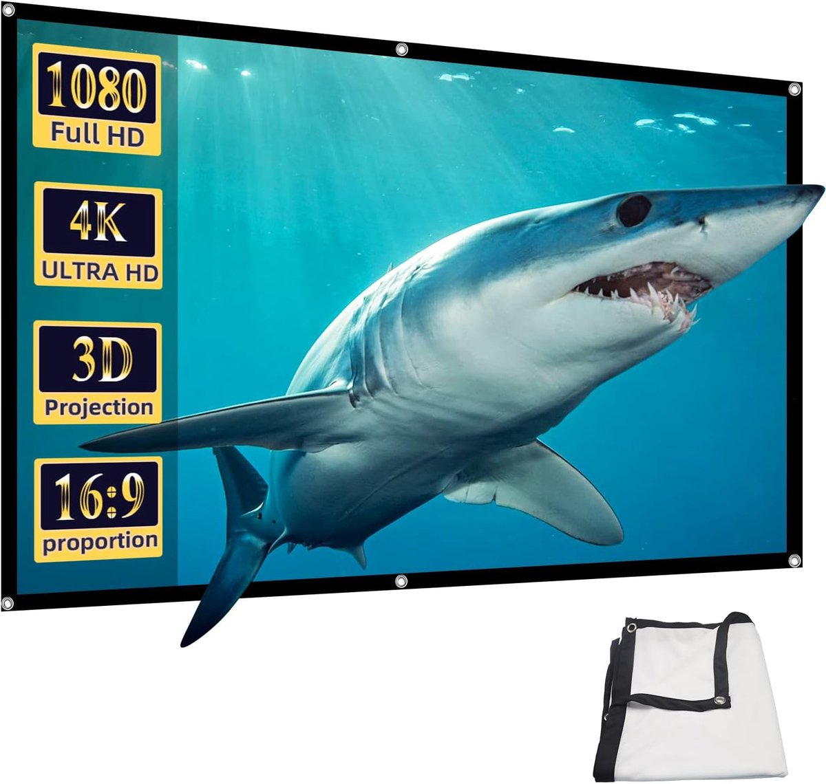 Vitdipy - Projectiescherm - 72 Inch - 16:9 - HD - Projectie Doek - Draagbaar anti-kreukscherm - Voor binnen en buiten - Camping, Home Theater - 159x90 cm