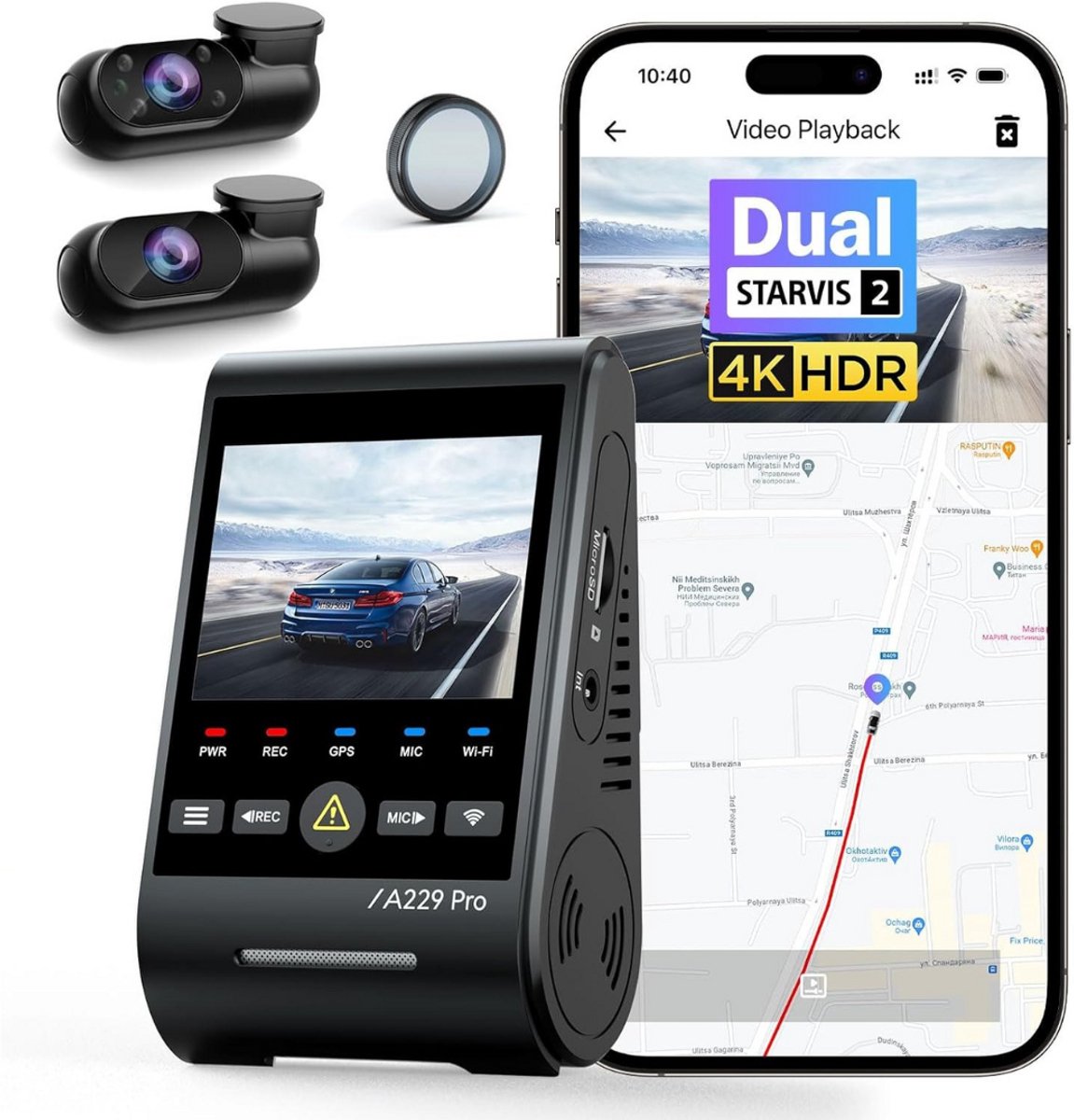 Dashcam voor auto voor en achter – Dual dashcam – Voor- en achtercamera – Autocamera – Full HD dashcam – Dashcam met nachtzicht – Dashcam met bewegingssensor – Groothoeklens – Parkeermodus – Loop recording – Dashcam met SD-kaart