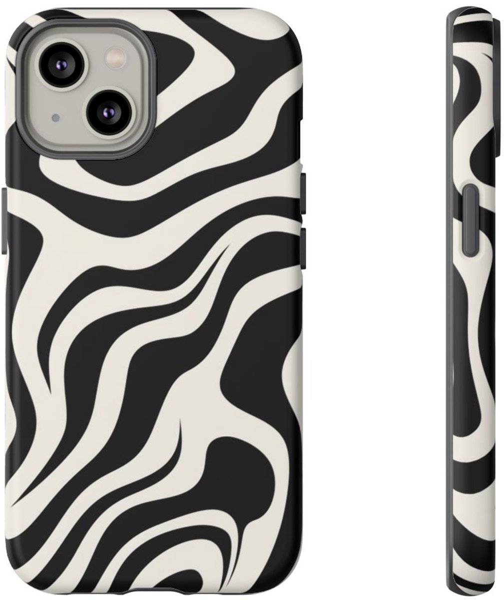 Zwart-Wit Abstract Zebra-Patroon – Telefoonhoesje Geschikt voor iPhone 14
