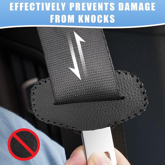 2-delige veiligheidsgordelgesp, krasbestendige leren autogordel, holster met clip voor de uitlaat, beschermer voor de gesp van de autogordel, universele interieuraccessoires voor de meeste voertuigen (zwart) van Merkloos — afbeelding 2