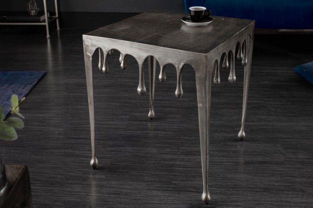Invicta Interior Extravagante salontafel LIQUID LINE L 46 cm zilver druppelvormig design - 40640 Zie omschrijving