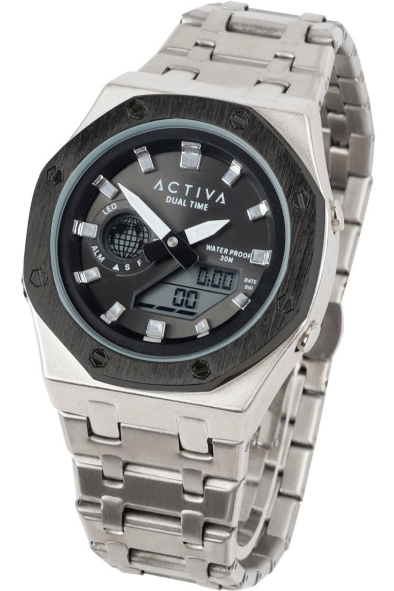 Activa x Invicta Digital ACWM303-005 Heren Horloge - Waterdicht - Digitaal - Quartz Uurwerk - met zwarte Wijzerplaat - 45mm
