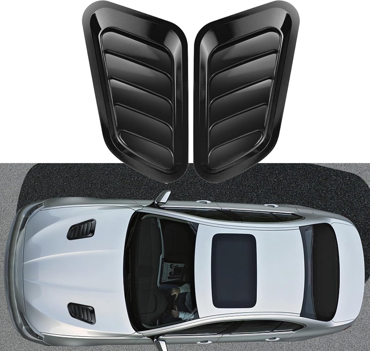 Motorkap Ventilatie Cover - Luchtinlaat Kap - Auto Exterieur Styling - Universele Pasvorm - 33 x 18.5 cm - Zwart