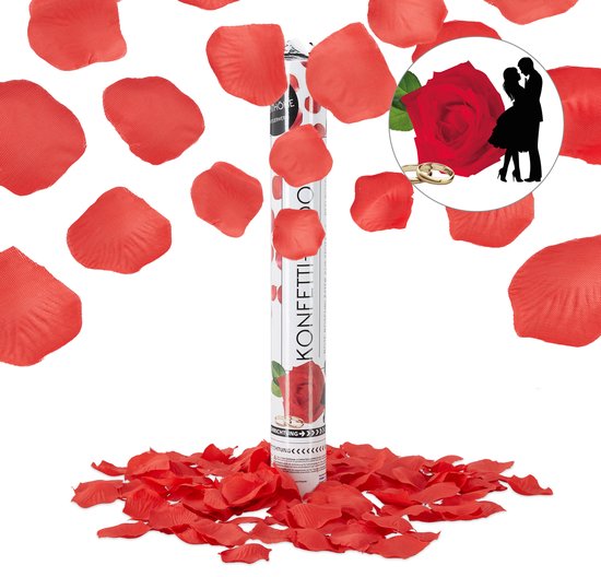 relaxdays 10er set confetti cannon pétales de rose rouge - popper de fête - tireur - mariage