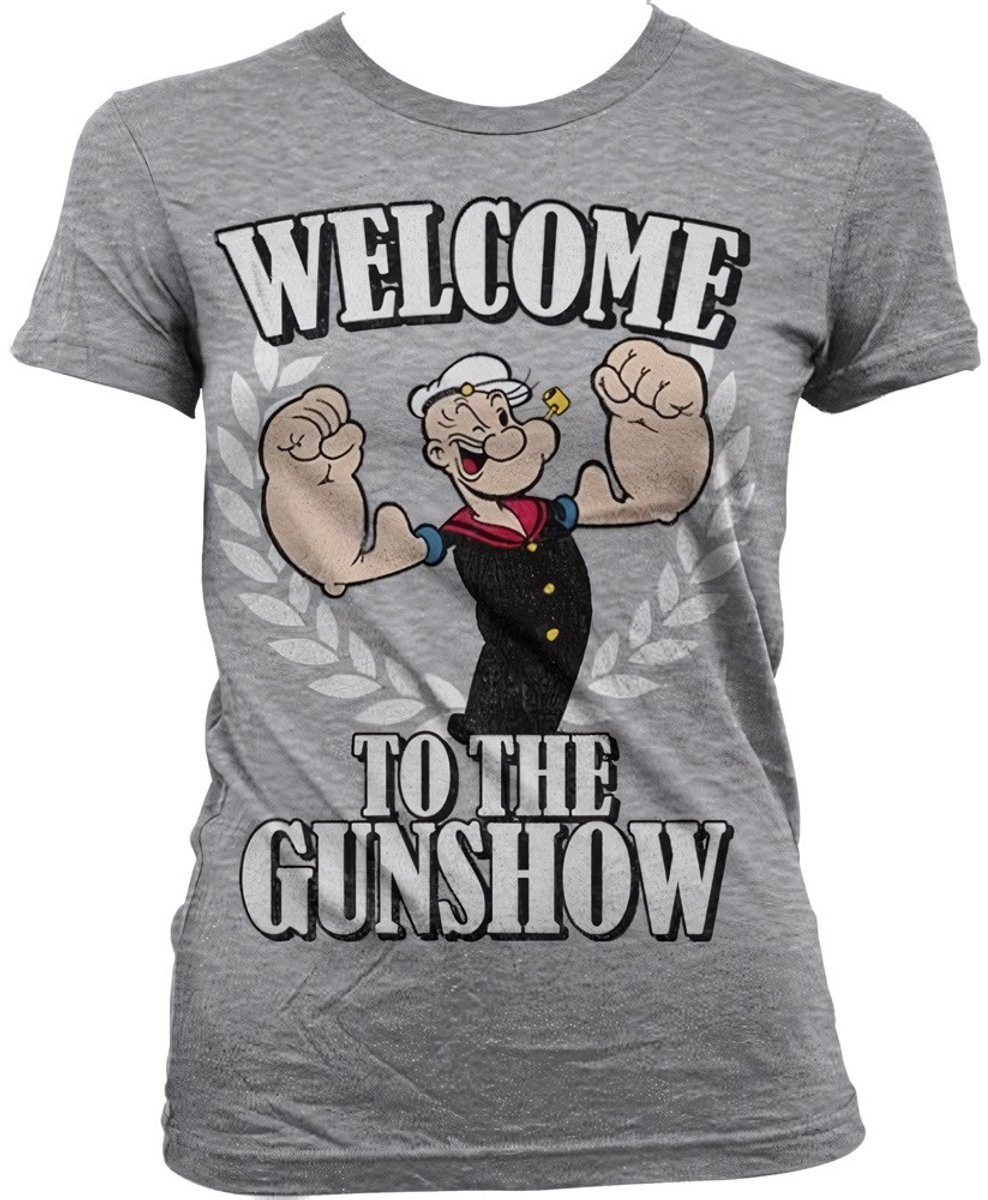 Popeye Welcome To The Gunshow Girly T-shirt voor dames, heather-grijs