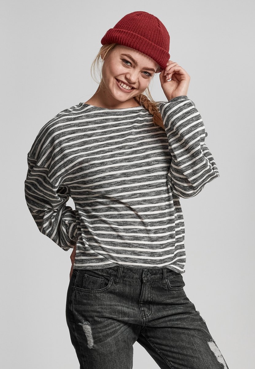 Urban Classics Oversize Stripe Pullover Longsleeve top M Zwart