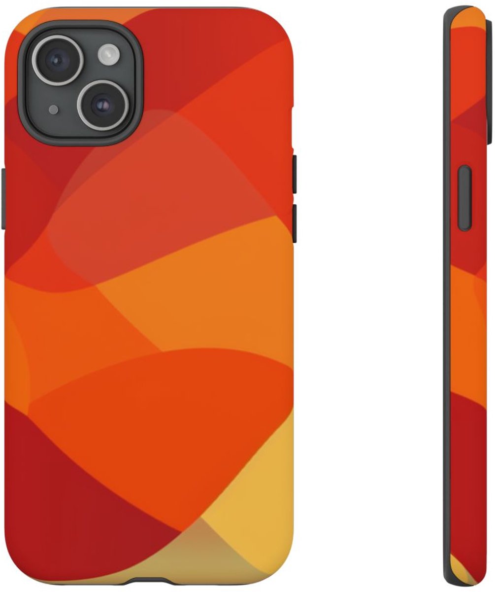 Warme Abstracte Overlappende Vormen – Telefoonhoesje Geschikt voor iPhone 15 Plus