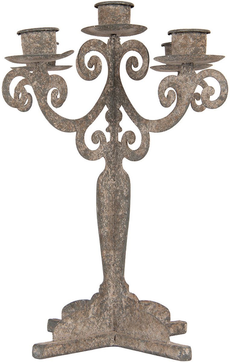 Clayre & Eef Kandelaar 26x26x35 cm Grijs Metaal