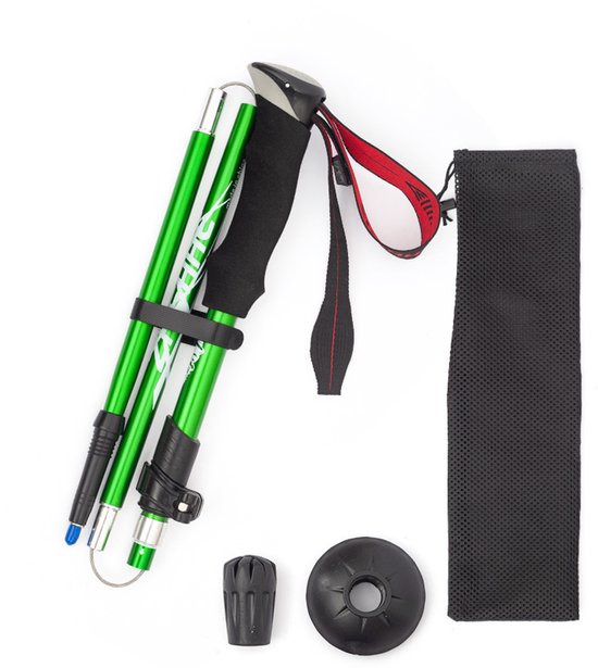 Wandelstokken Lichtgewicht opvouwbare wandelstokken, aluminium ultralichte wandelstokken voor wandelen, kamperen en backpacken, groen