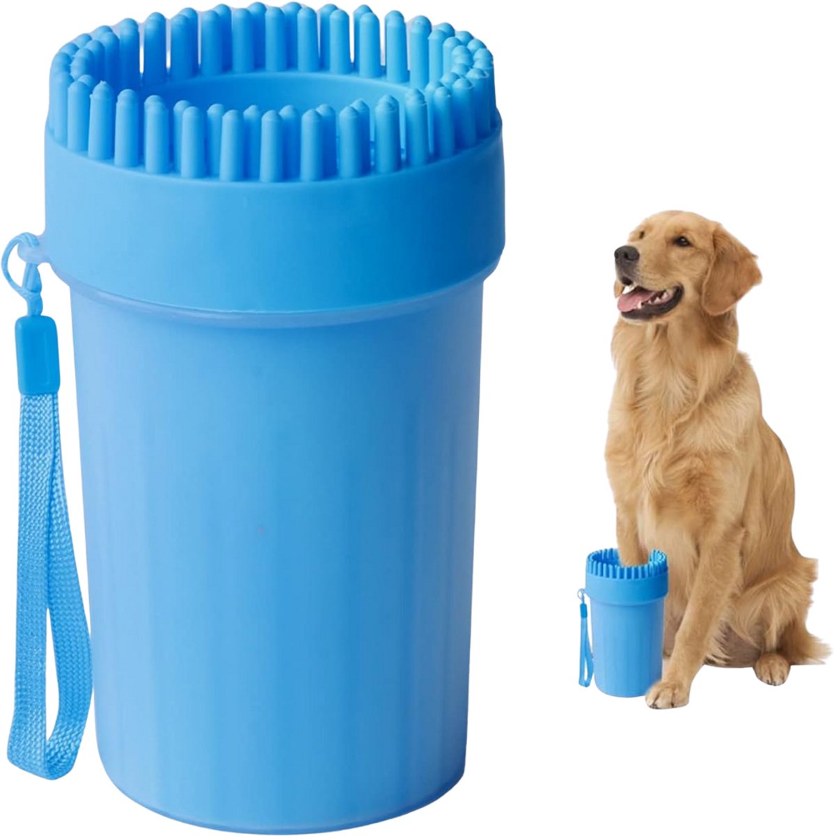 AnyPrice® Pootreiniger voor Honden & Katten – Medium – Draagbare en Efficiënte Siliconen Hondenpootreiniger – Zachte Reinigingsborstel voor Grondige Pootverzorging – Inclusief Handdoek – Ideaal voor Huisdierenhygiëne & Verzorging – Blauw
