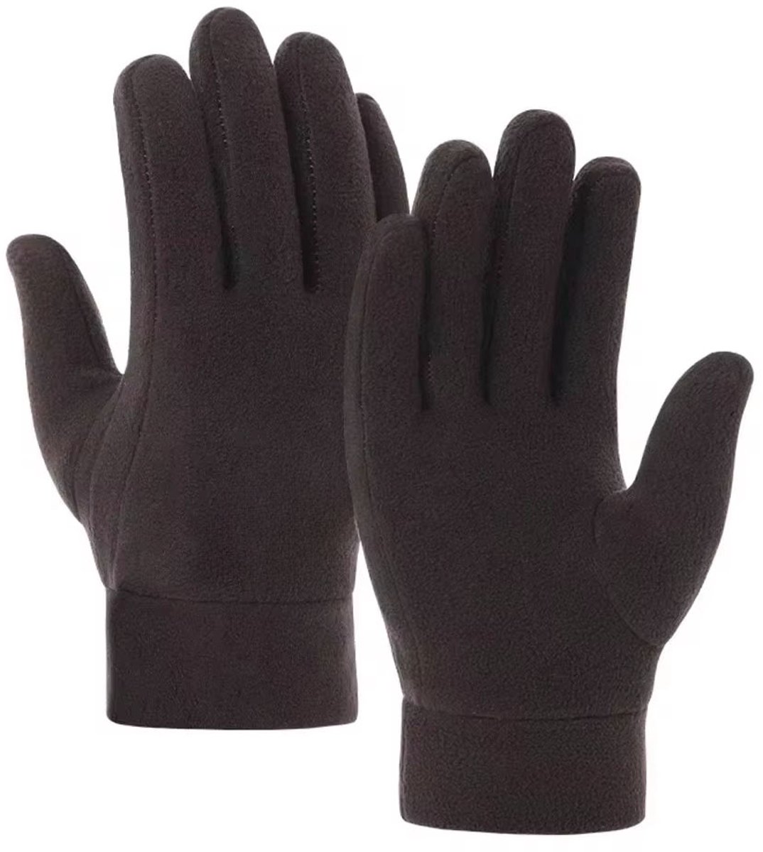 Winterhandschoenen heren – thermisch fleece winddicht – warme lange vinger handschoenen voor skiën fietsen wandelen Bruin