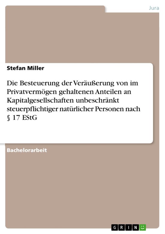 Die Besteuerung der Veräußerung von im Privatvermögen geh ... - cover
