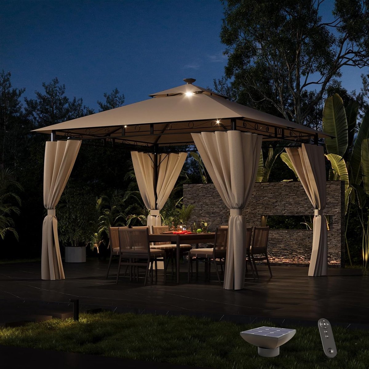 Waterdichte Partytent 3x3m met LED Verlichting - Stabiel en Winterbestendig voor Evenementen en Feesten - UV Bescherming 50+