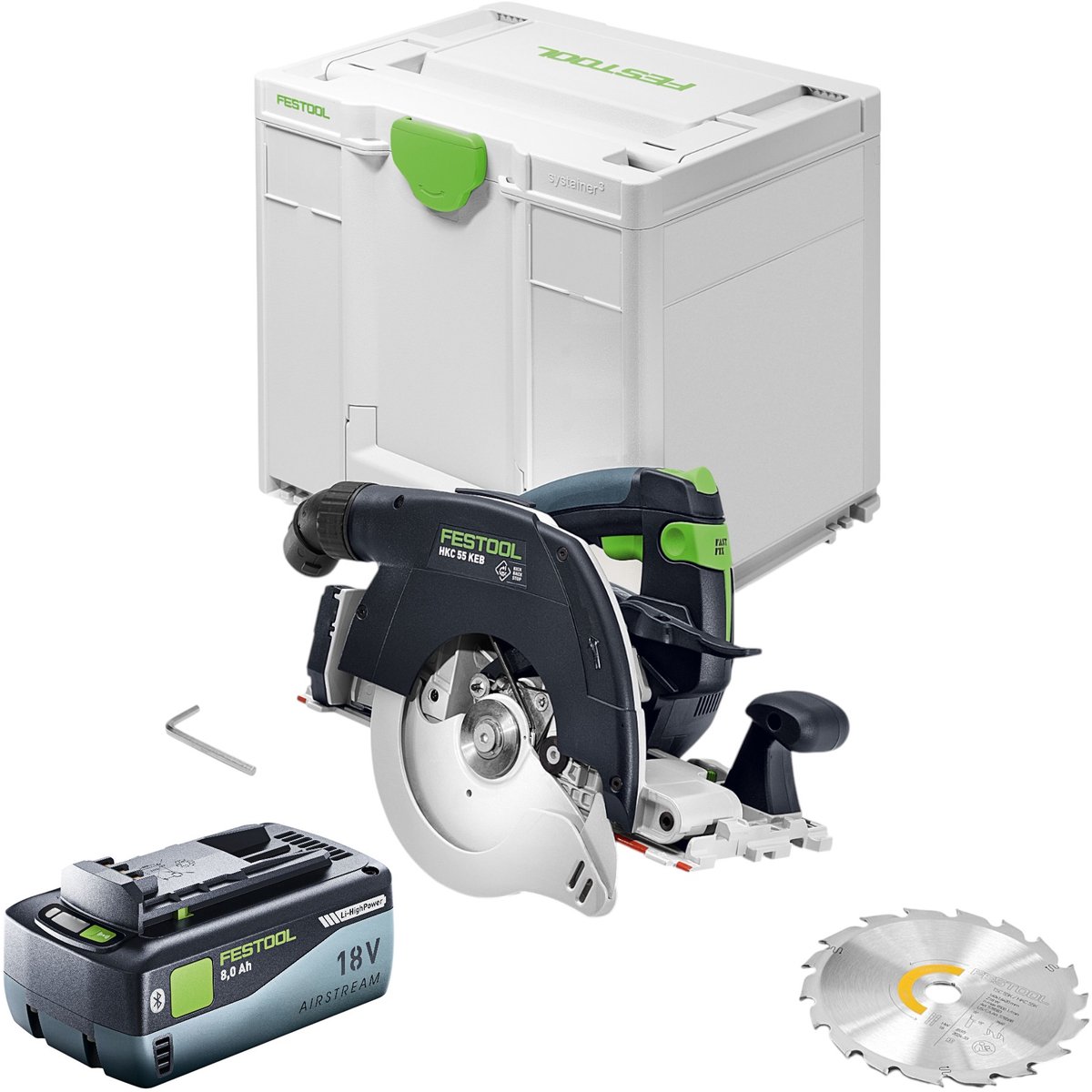 Festool HKC 55 KEB-Basic accu-cirkelzaag 18 V 160 mm borstelloos + 1x accu 8,0 Ah + Systainer - zonder oplader