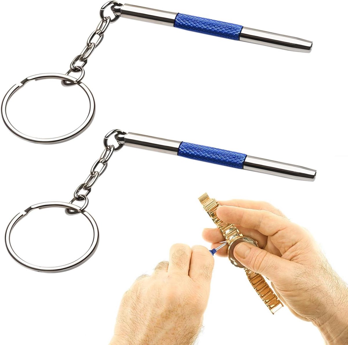 Allecto plus - Mini-brillenschroevendraaier 2 stuks, 3-in-1 Reparatieset - Sleutelhanger - Precisieuitoefening - Voor Zonnebrillen, Sieraden en Horloges