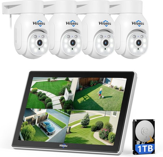 Hiseeu 5MP beveiligingscamera buiten, 360 ° PT koepelcamera met HD