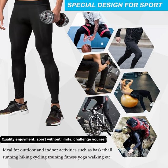 Dailygoods - Sneldrogende Sportlegging voor Heren van Polyester met Compressiefunctie — afbeelding 2