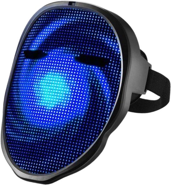 Doppler Smart LED Masker – met Speciale App en Onbeperkte Content – Oplaadbaar & Draadloos – Full LED Masker – Verstelbaar, Bluetooth – Veelkleuren – USB-C – Perfect voor Feesten, Bruiloften & Koningsdag – Voor Mannen & Vrouwen - Lichtgevende Masker