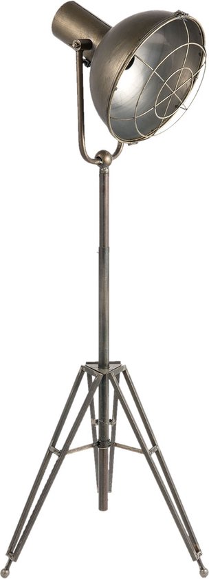 Clayre & Eef Vloerlamp 51x46x175 cm Grijs Ijzer Rond Staande Lamp | bol.com