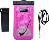 Neon Multi Functional Waterdichte hoesje Pouch Met Audio Jack Motorola Moto E5 Play Roze