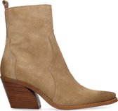 Manfield - Dames - Taupe suède cowboylaarsjes - Maat 40