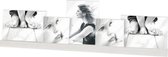 Mascagni - Vijfvoudige acryl fotolijst met witte houten basis voor 2 foto's 10x10 en 3 foto's 13x18 WQ A1160