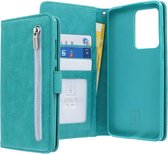 Housse Bookcase hoesje Samsung Galaxy S20 Ultra - CaseBoutique - Turquoise unie - Simili cuir - Avec poche zippée Compartiment à monnaie