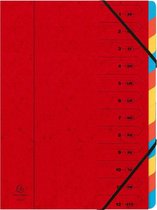 8x Sorteermap met vaste rug en elastosluiting - 12 indelingen, Rood