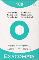4x etui 100 steekkaarten bristol geruit 5x5 geperforeerd 100x150mm, Wit