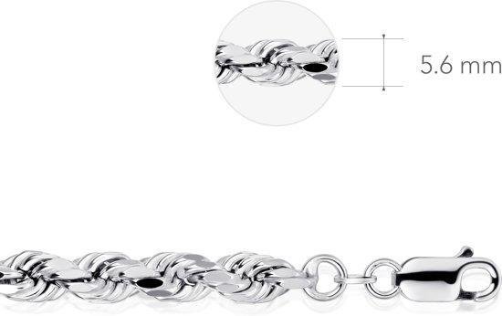 Gisser Jewels - Ketting - Koord met Karabijn Sluiting - 5.6mm Breed - Lengte 50cm - Gerhodineerd Zilver 925