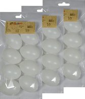 24x Witte kunststof eieren decoratie 6 cm hobby/knutselmateriaal - Knutselen DIY eieren beschilderen - Pasen thema plastic paaseieren eitjes wit