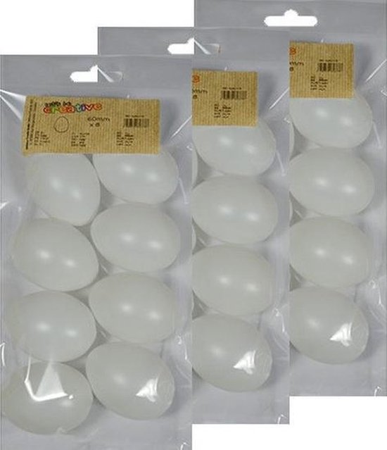 24x Witte kunststof eieren decoratie 6 cm hobby/knutselmateriaal -  Knutselen DIY... | bol.com
