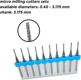 Set van 10 micro freesjes in een doosje (3.175 mm)