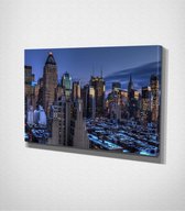 New York City At Night Canvas - 100 x 70 cm - Steden - Schilderij - Canvas - Slaapkamer - Wanddecoratie  - Slaapkamer - Foto op canvas