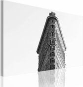 Schilderij -  New York City - Flatiron Building, zwart-wit, wanddecoratie