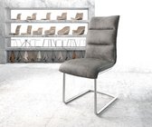Stoel Xantus-Flex sledestoel rond  roestvrij staal vintage suede-look grijs