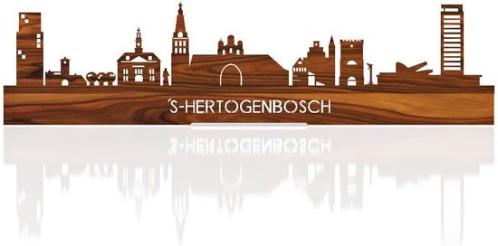 Standing Skyline 's-Hertogenbosch Palissander hout - 40 cm - Woon decoratie om neer te zetten en om op te hangen - Meer steden beschikbaar - Cadeau voor hem - Cadeau voor haar - Jubileum - Verjaardag - Housewarming - Aandenken aan stad -