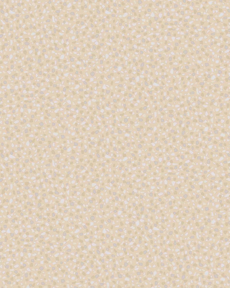 Steen tegel behang Profhome VD219124-DI vliesbehang hardvinyl warmdruk in reliëf gestempeld in used-look en parelmoer effect beige 5,33 m2