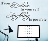 "If you Believe in yourself Anything is Possible" inspirerende quote Muursticker