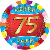 75x stuks gekleurde bierviltjes/onderzetters 75 jaar thema feestartikelen en versiering