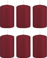 6x Bordeauxrode cilinderkaarsen/stompkaarsen 5 x 8 cm 18 branduren - Geurloze kaarsen - Woondecoraties