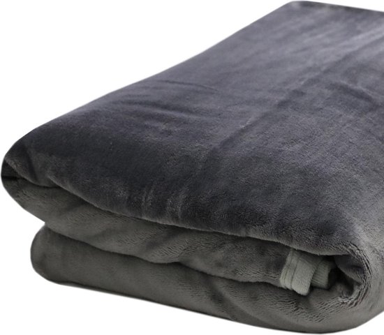 xxl deken 240x220cm extra warme deken fleece deken bedsprei grijs | bol.com