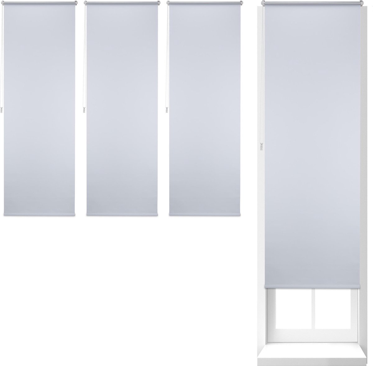 Relaxdays 4 x thermo rolgordijn wit - isolerend - zonder boren - verduisterend - 70x210cm