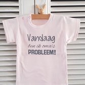 Baby Rompertje met tekst vandaag ben ik oma's probleem | lange mouw roze | 74-80 | oma  bekendmaking zwangerschap aanstaande baby meisje